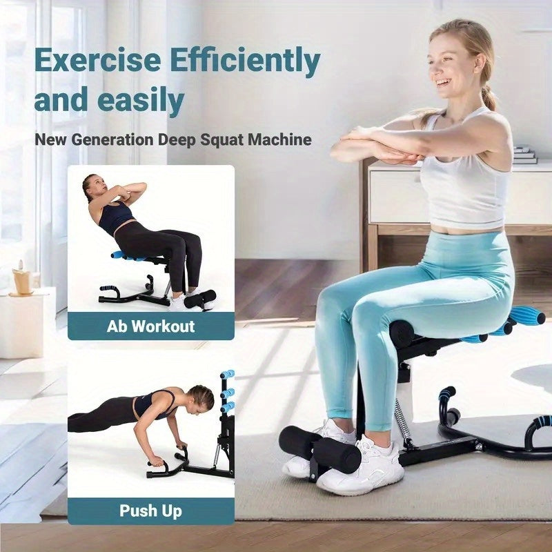 Deep Squat Machine for Overweight, Dual Spring Assist& 350LB Weight Capacity, Glute Trainer Machine, Easy Setup & Leg Home Workout Machine